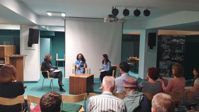 V pogovoru o filmu Žalostni jeziki so sodelovale Špela Sevšek Šramel, Diana Kacarová in Marija Spasić (foto: Lidija Rezoničnik).